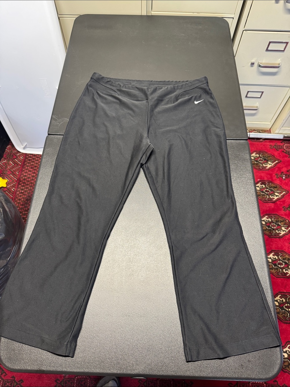 Women’s Nike Black Boot-Cut Athletic Pants with Swoosh Size M